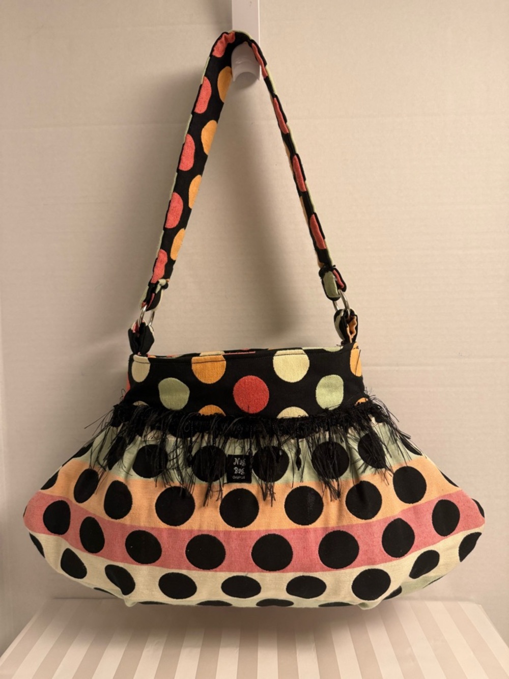 Handcrafted Nag Bag Pop Art Polka Dot Shoulder Bag 60’s Mod Twiggy Style Purse